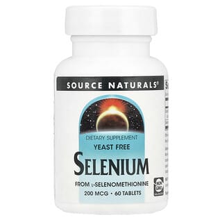 Source Naturals, Selênio, Sem Levedura, 200 mcg, 60 Comprimidos