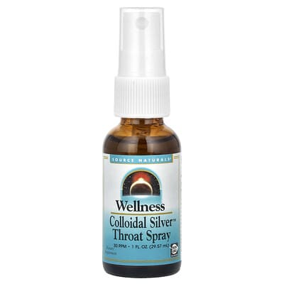 Source Naturals, Wellness, Colloidal Silver™ Throat Spray, 30 PPM, 1 fl oz (29.57 ml)