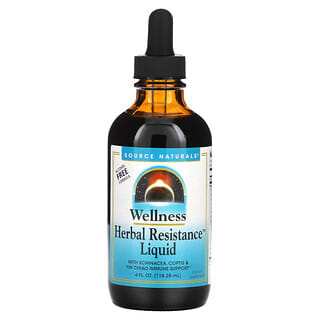Source Naturals, Líquido Wellness Herbal Resistance con equinácea, Coptis y Yin Chiao, Sin alcohol, 118,28 ml (4 oz. líq.)