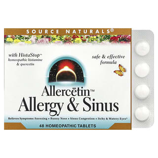 Source Naturals, Allercetin™, Alergia a zápal dutín, 48 homeopatických tabliet