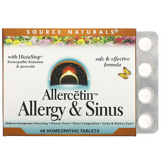 Source Naturals, Allercetin（アレルセチン）、アレルギーや鼻のむずむずに、ホメオパシータブレット48粒
