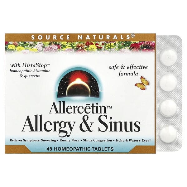 Source Naturals, Allercetin™, 알레르기 및 부비동 케어, 동종요법 정제 48정