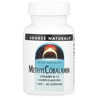 Source Naturals, Mecobalamina, Cereja, 1 mg, 60 Pastilhas