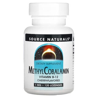 Source Naturals, витамин B12 в виде метилкобаламина, со вкусом вишни, 1 мг, 120 леденцов