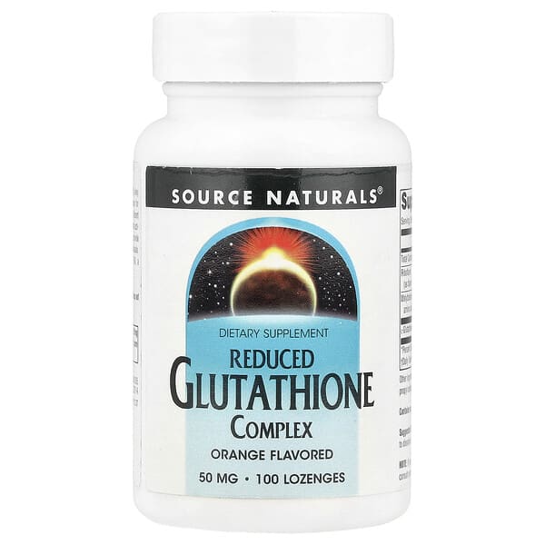 Source Naturals, リデュースト グルタチオン コンプレックス、オレンジ風味、50mg、100錠