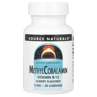 Source Naturals, Mecobalamina, Cereja, 5 mg, 30 Pastilhas