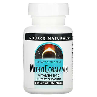 Source Naturals, Metilcobalamina, Vitamina B12, Sabor a cereza, 5 mg, 60 pastillas