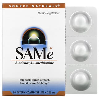 Source Naturals, SAM-e (س-أدينوسيل-ل-ميثيونين)، 200 ملجم، 60 أقراص معوية مغلفة