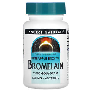 Source Naturals, Bromelaína 2000 GDU / g, 500 mg, 60 comprimidos