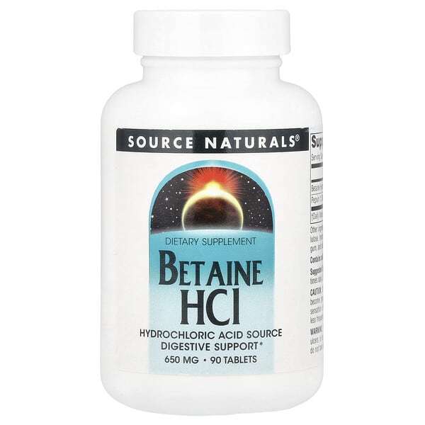 Source Naturals, 甜菜鹼鹽酸鹽，650 毫克，90 片