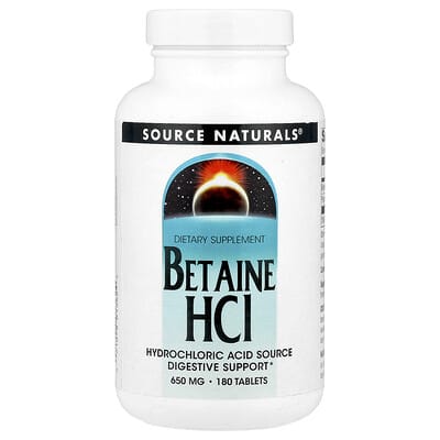 Source Naturals, Betaine HCL, 650 mg, 180 Tablets