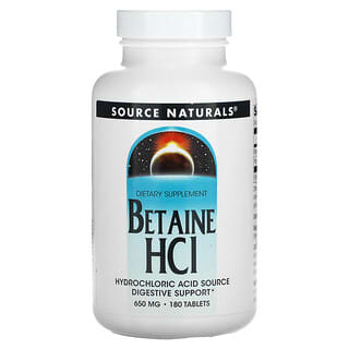 Source Naturals, Betaína HCl, 650 mg, 180 Comprimidos
