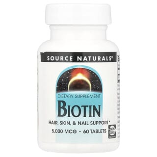 Source Naturals, Biotin, 5,000 mcg , 60 Tablets