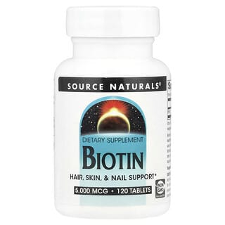 Source Naturals, Biotin, 5,000 mcg, 120 Tablets