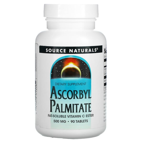Source Naturals, パルミチン酸アスコルビル、500 mg、90粒