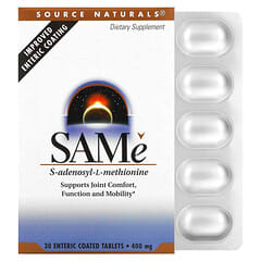 Source Naturals, SAMe, 400 мг, 30 таблеток, покрытых кишечнорастворимой оболочкой
