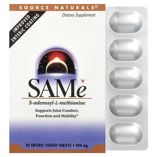 Source Naturals, SAMe, 400 мг, 30 таблеток, покрытых кишечнорастворимой оболочкой