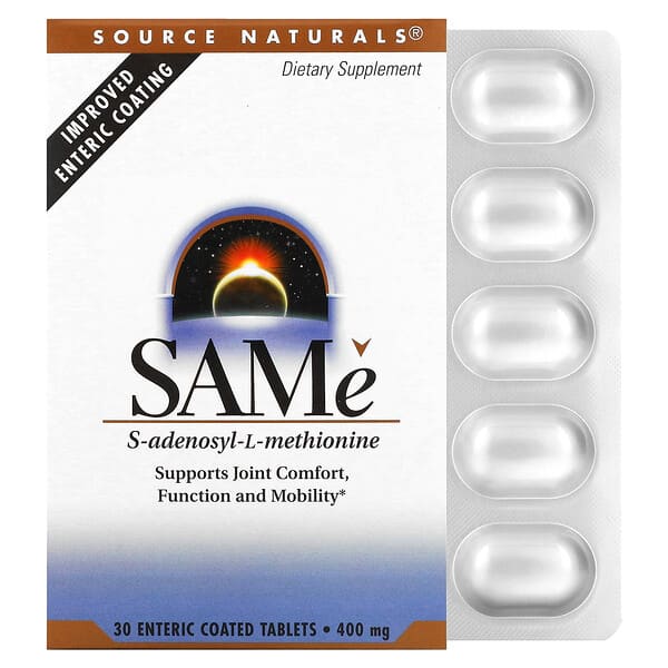 Source Naturals, SAMe, 400 mg, 30 comprimidos con recubrimiento entérico