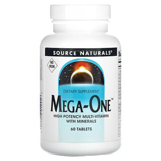 Source Naturals, Mega-One 複合維生素營養片，不含鐵，60 片裝