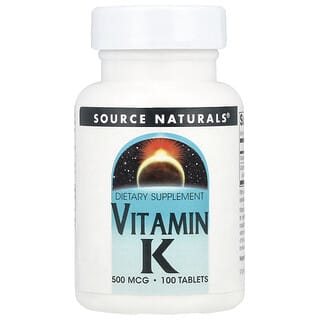 Source Naturals, Vitamina K, 500 mcg, 100 Comprimidos