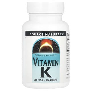 Source Naturals, Vitamine K, 500 μg, 200 comprimés