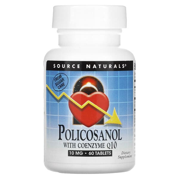 Source Naturals, Policosanol com coenzima Q10, 10 mg, 60 comprimidos