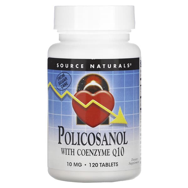 Source Naturals, Policosanol com Coenzima Q10, 10 mg, 120 Comprimidos