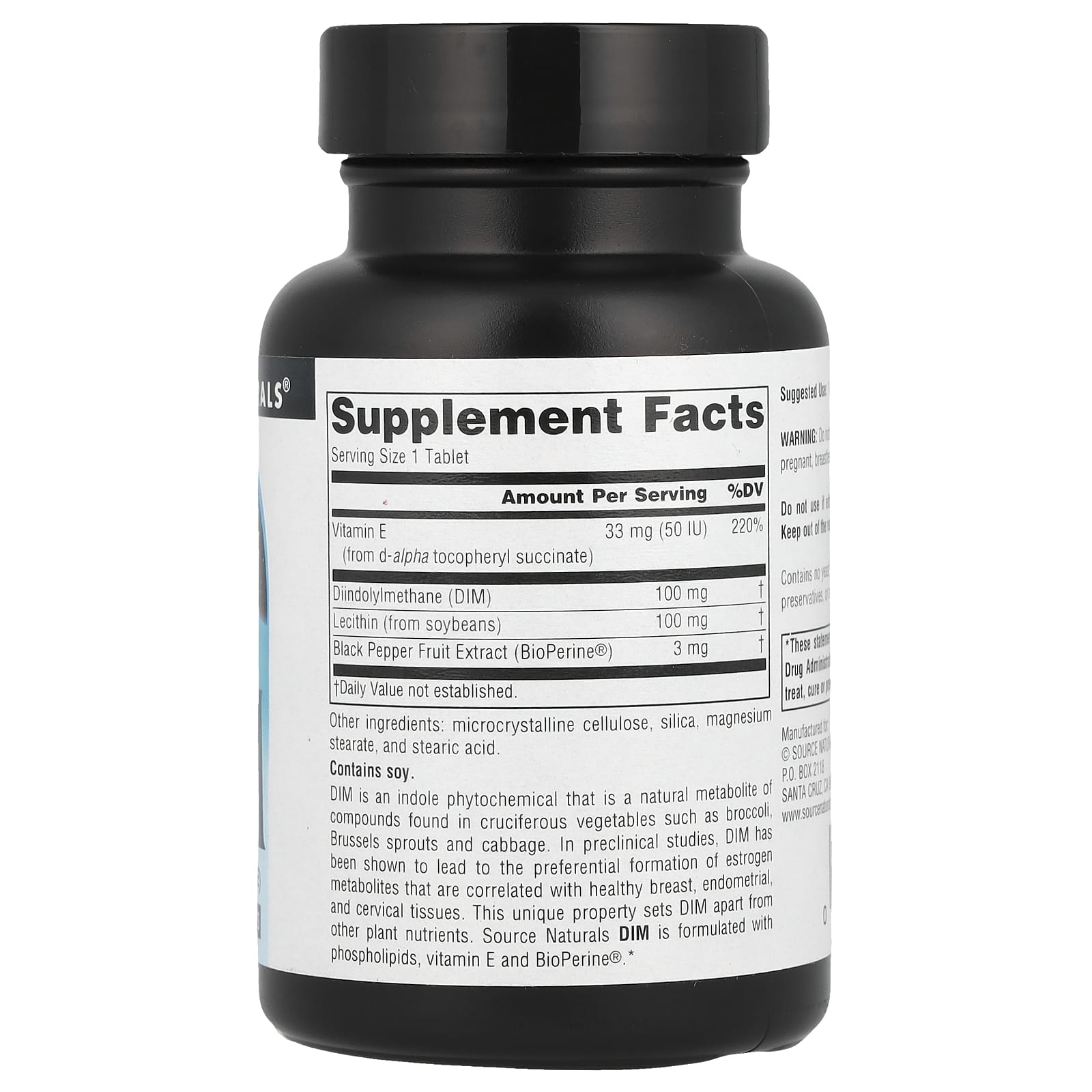 Source Naturals, DIM, 100 mg, 60 Tablets