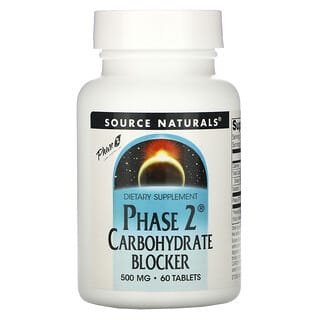 Source Naturals, Phase 2, Inhibiteur de glucides, 500 mg, 60 Comprimés
