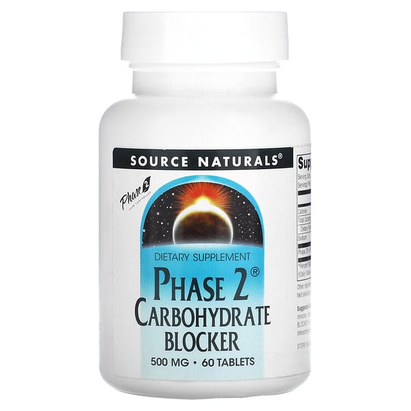 Source Naturals, Phase 2 Kohlehydrat Blockierer, 500 mg, 60 Tabletten