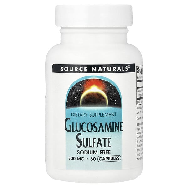 Source Naturals, 글루코사민 황산염, 나트륨 무함유, 500mg, 캡슐 60정