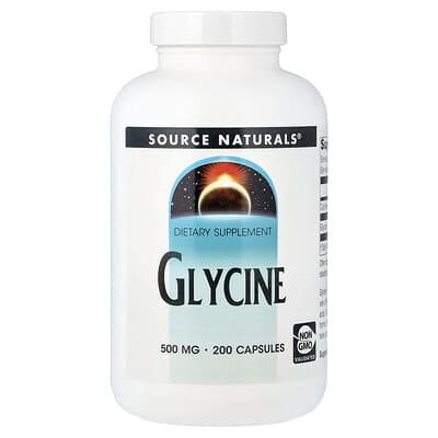 Source Naturals, Glycine, 1,000 mg, 200 Capsules (500 mg per capsule)