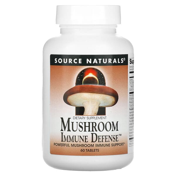 Source Naturals, Mushroom Immune Defense, комплекс из 16 грибов, 60 таблеток