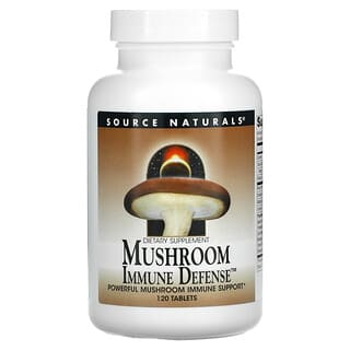 Source Naturals‏, Mushroom Immune Defense, תוסף פטריות לתמיכה במערכת החיסון, ‏120 טבליות