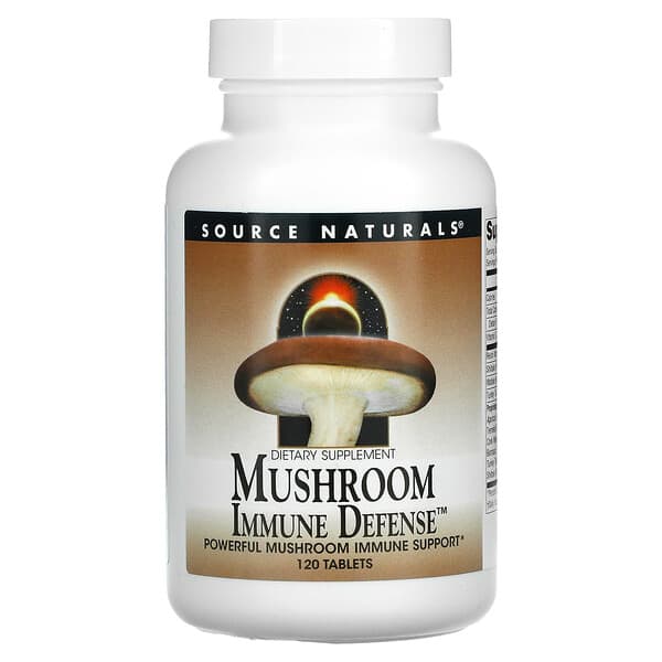 Source Naturals‏, Mushroom Immune Defense, תוסף פטריות לתמיכה במערכת החיסון, ‏120 טבליות