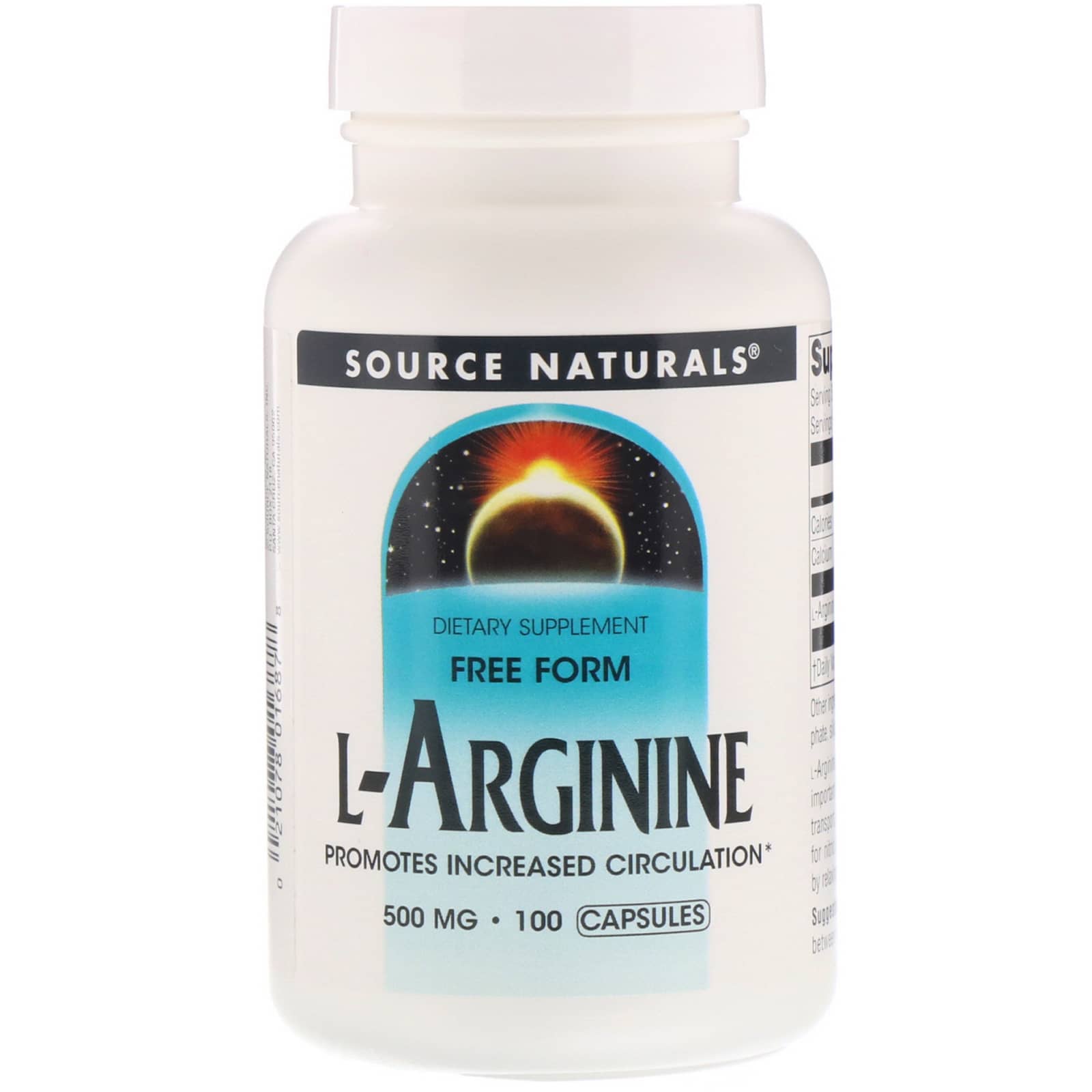 Source Naturals, L-Arginine, Free Form, 500 mg, 100 Capsules