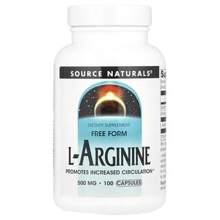 Source Naturals, L-аргинин, свободная форма, 1000 мг, 100 капсул (500 мг на капсулу)