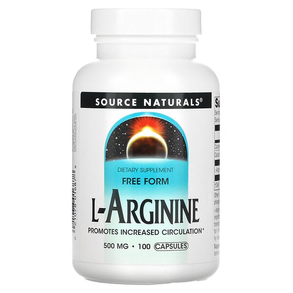 Source Naturals, L-アルギニン、遊離型、500mg、100粒