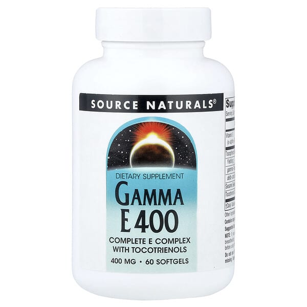 Source Naturals, Gamma E 400，含生育三烯酚的複合維生素 E，400 毫克，60 粒軟膠囊