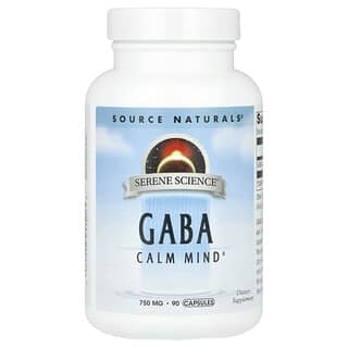 Source Naturals, Serene Science®（セリーンサイエンス）、GABA（γ-アミノ酪酸）カームマインド、750mg、90粒