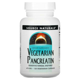 Source Naturals, Pancreatina Vegetariana, 475 mg, 120 Cápsulas Vegetarianas