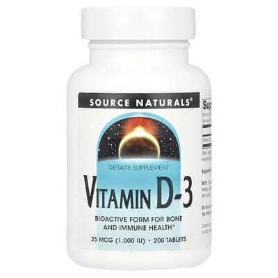 Source Naturals, Vitamin D-3, 1,000 IU, 200 Tablets