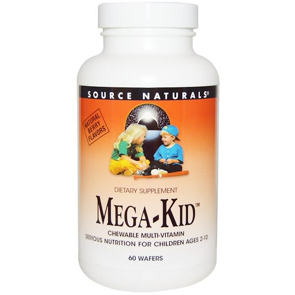 Source Naturals, Mega-Kid, Kautable Multi-Vitamin, natürliche Beerenaromen, 60 Oblaten