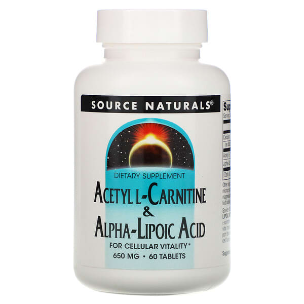 Source Naturals, Acetyl LCarnitine & AlphaLipoic Acid, 650 mg, 60 Tablets