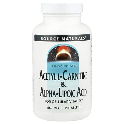 Source Naturals, Acetyl-L-Carnitine and Alpha-Lipoic Acid, 120 Tablets