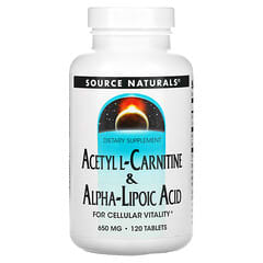 Source Naturals, Acétyl-L-carnitine et acide alpha-lipoïque, 650 mg, 120 comprimés