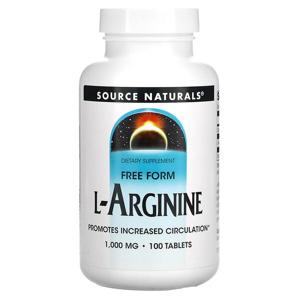 Source Naturals, L-аргинин, Свободная форма, 1000 мг, 100 таблеток