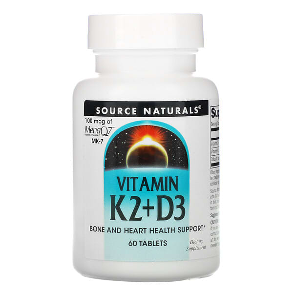 Source Naturals‏, ויטמין K2 + D3‏, 60 טבליות