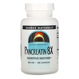 Source Naturals, Pancreatin 8X, 500 مج، 100 كبسولة