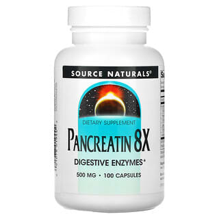 Source Naturals, Pancréatine 8X, 500 mg, 100 capsules